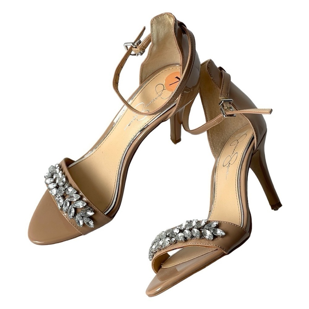 Jessica Simpson Heels Sandals Rhinestone Crystal Bridal Prom Dress Heels, Sz 7
